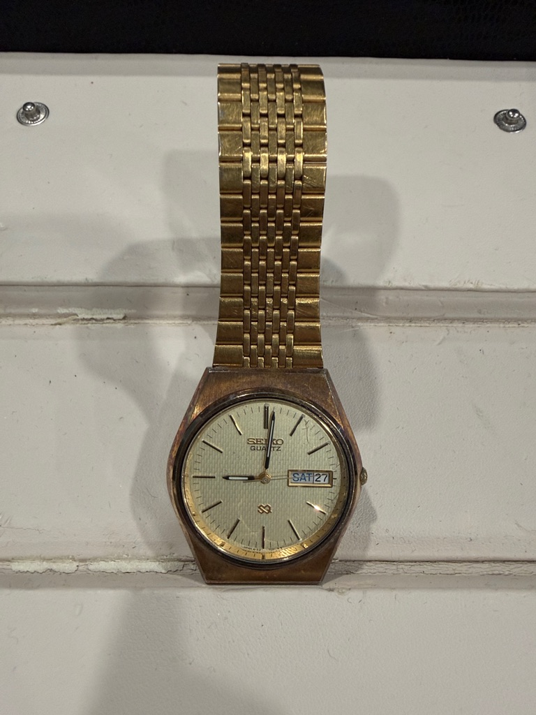 Seiko Gold Tone Watch With Champagne Dial